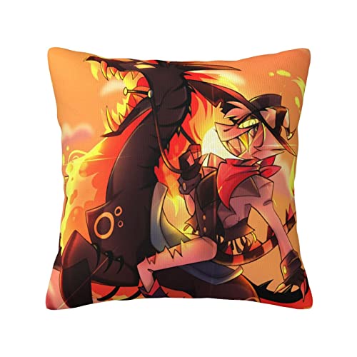 DHOUTSL Throw Pillow Cover Helluva Anime Boss Pillow Case Soft Plush Cushion Case for Sofa Bed Car Home Decor 18 × 18 inch