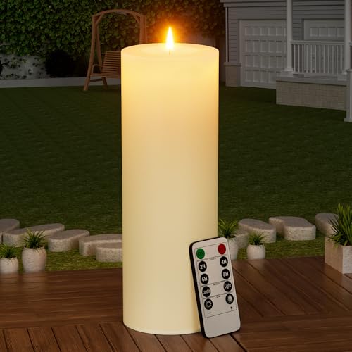 12-x-4-Large-Outdoor-Candle-with-Remote-Timer-Waterproof-Ivory-1-Pack 12" x 4" Large Outdoor Candle with Remote Timer Waterproof Ivory 1 Pack - Image 1