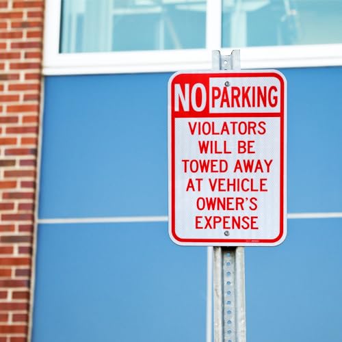 Panneau No Parking T&R en aluminium avec texte Violators Will Be Towed Away - 6