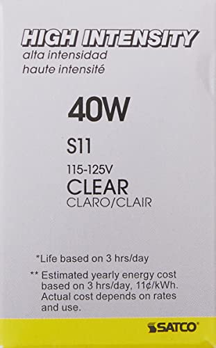 Satco S3629 Intermediate Base 40-Watt S11 Light Bulb, Clear, 1 Count (Pack Of 1) #TOP3