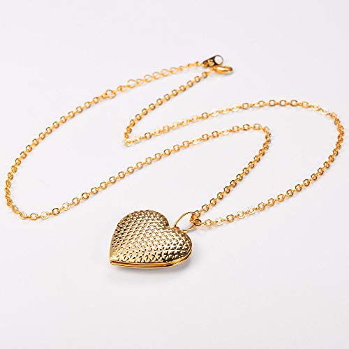 U7 Classic Heart Locket Pendant Necklace 18K Gold Plated Vintage Dot Design Love Shape Pendant, 22 Inch Chain #TOP3
