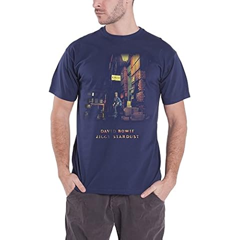 David Bowie Men's Ziggy Stardust T-Shirt XX-Large Navy Blue Cover