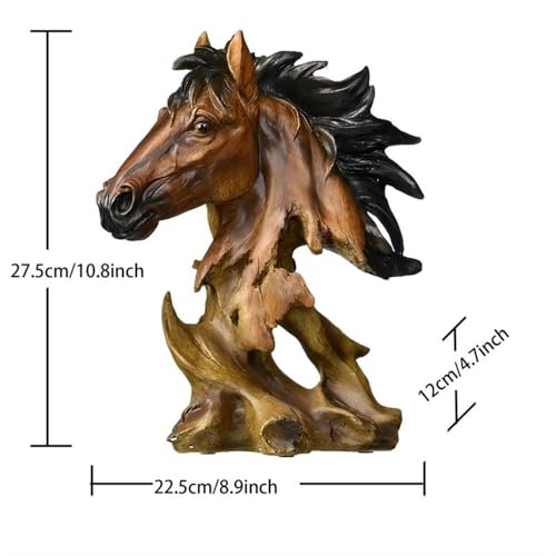 Escultura de Cabeza de Caballo en Relieve, Acabado Bronce Marrón miniatura 2