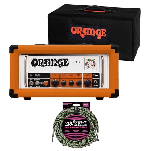 Orange OR15H 15W Tube Head (Orange), Orange Cover, Ernie Ball P06077 Bundle