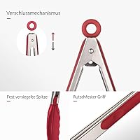 U-Taste Silikon Küchenzange, 250℃ hitzebeständiger, 3 Stück, Rot – Ansicht 4