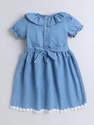 Image of Dresses for Kids Girls, Stylish Knee Length Once Piece Denim Frocks for Girls, Casual Dress for Summer & Special Occasion