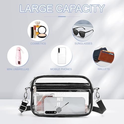 Badminton Just Hit It Clear Stadium Bag Clear Mini Messenger Bags with 2 Compartments Crossbody Bag3
