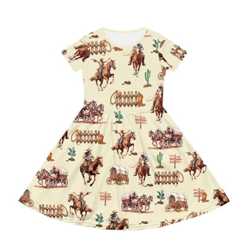 Short Sleeve Dresses for Girls School Dress with Pockets Twirly Skater Dress for 3-14 Years Old4