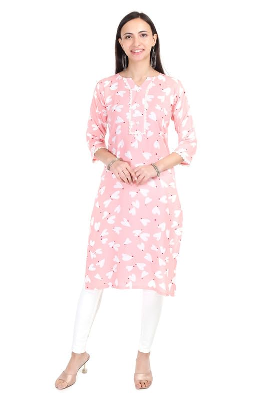 Image of Women's Rayon Kurta - Ethnic Wear Straight Kurti for Daily, Office & Festive Use