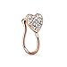 Heart With Gems Clip On Nose Ring Fake Non No Piercing 17GA (Rose Gold Tone)
