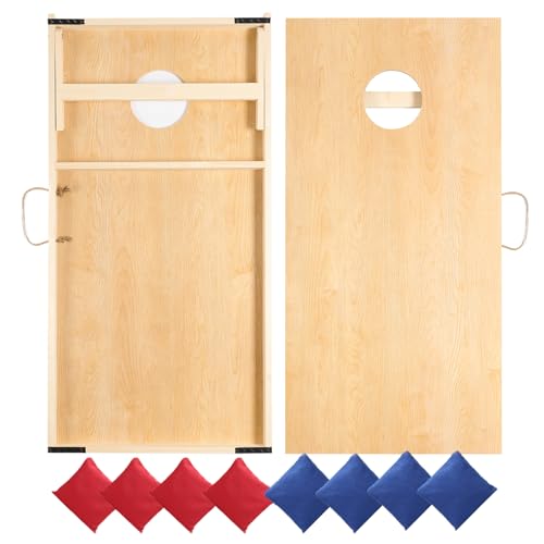 Image of Sportdo 4x2 ft Solid Wood Cornhole Set with 8 Bean Bags, Regulation Size Cornhole Board Set for Adults, Cornhole Game Set for Tailgate Backyard Toss Games Indoor&Outdoor Activities