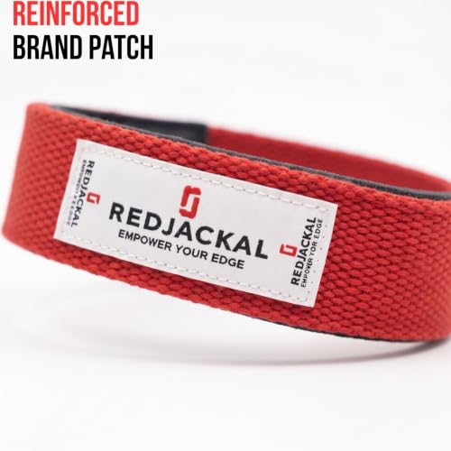 Image of REDJACKAL Single Loop Lifting Straps for Weightlifting - Heavy Duty Padded Cotton Deadlift Straps for Men & Women - Powerlifting, Bodybuilding & Gym Strength Training | 2 Pair Red