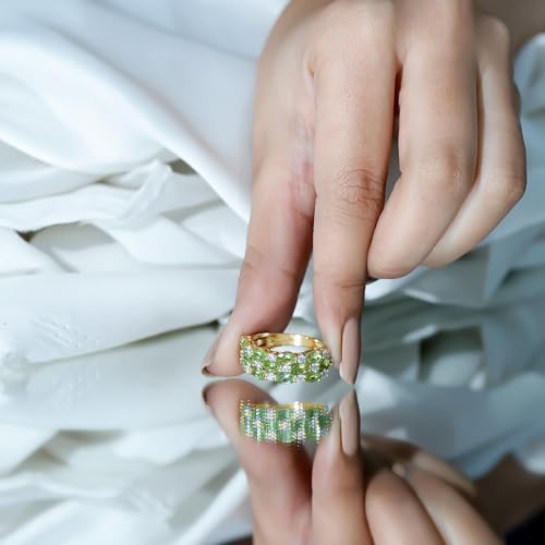 Certified Natural Peridot Wedding Band with Moissanite, Aaa Quality, Anniversary Ring for Women - Ready To Gift4