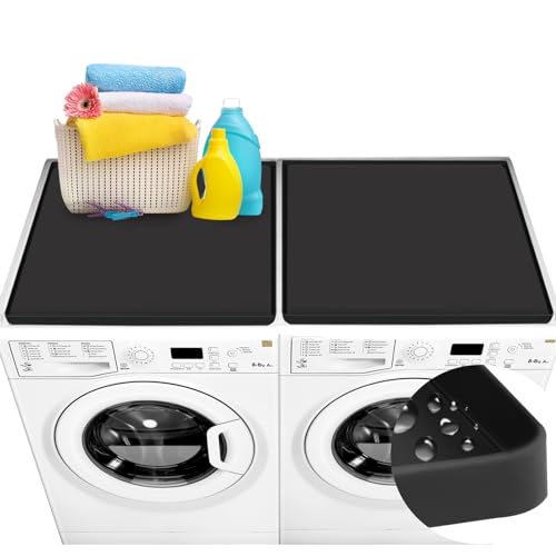 Washer and Dryer Covers for the Top,23.6" x 23.6" Dryer Top Protector Mat,Non-slip Waterproof Washer and Dryer Top Protector Silicone Rubber Mat for Laundry & Kitchen (Dark Gray)