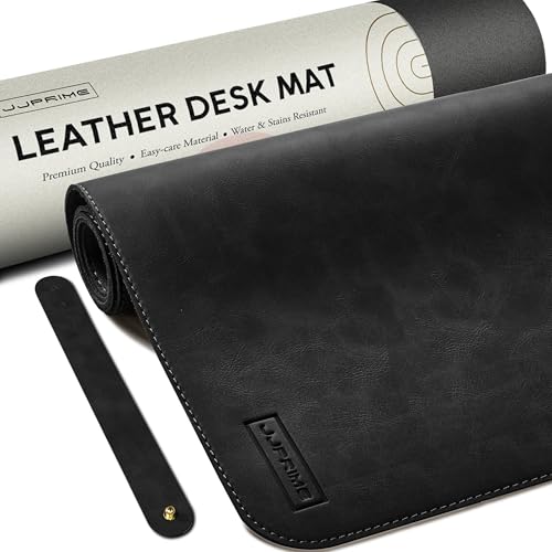 JJ PRIME Alfombrilla de escritorio de cuero grande XXL de 900 x 400 x 2 mm, antideslizante, alfombrilla de mouse larga para juegos, impermeable, accesorios de oficina (negro)