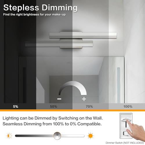 Image of PRESDE 24 Inch LED Vanity Light Brushed Nickel Bathroom Light Fixtures Over Mirror Modern Bath Lighting Bar 5CCT