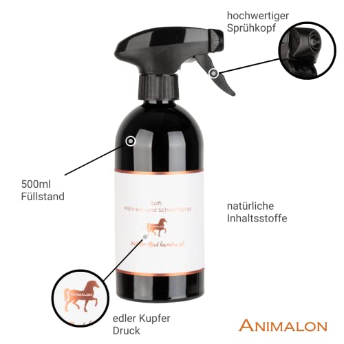 Animalon Mähnenspray für Pferde | Schweifspray Pferd Mähnenliquid | Fellglanzsspray Spray für Glanz für Fell & Langhaar Maehnenspray Pferdeglanz