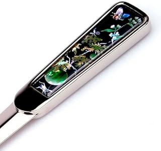 Mother of Pearl Watermelon Poppy Design Black Metal Steel Knife Office Sword Blade Hand Envelope Gift Letter Opener