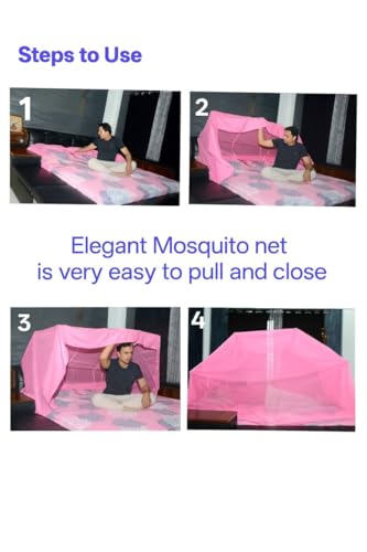 Image of Elegant Premium Cotton Mosquito Net for King Size Bed(6x7 Feet Pink) | Foldable Machhardani with High-Density Mesh & Washable | 360* Protaction from Mosquito