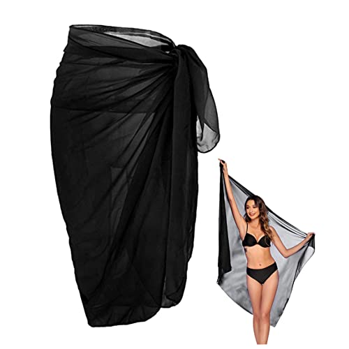 CNAFGBGG Sargg Swimsuit Coverup Chiffon Tie Wrap Falda Sexy Bikini Scarf Cover Up Beachwear Bottom para Mujeres Negras.