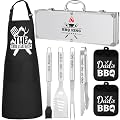 Coume 8 Pcs Birthday Gifts for Dad from Daughter Son,Father Gifts Dad BBQ Grilling Accessories Kit for Backyard Include Heavy Duty Stainless Steel Metal Tool Aprons Kitchen Mitts