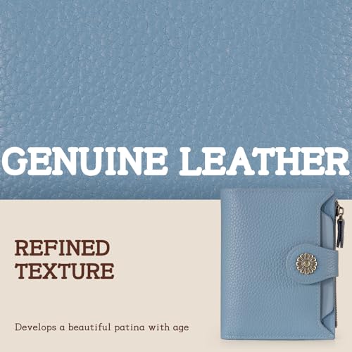 Image of HKCLUF Leather Wallet Women,RFID Blocking Small Wallet for Women,Bifold Womens Wallet,Card Holder Wallet Ladies With Zip Coin Pocket(blue)