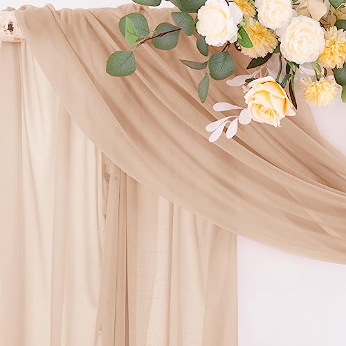 Image of Socomi Wedding Arch Draping Fabric 29 inch x 20Ft 1 Panel Nude Sheer Outdoor Curtain Drapes Extra Long for Bridal Baby Shower Ceremony Birthday Party Decor