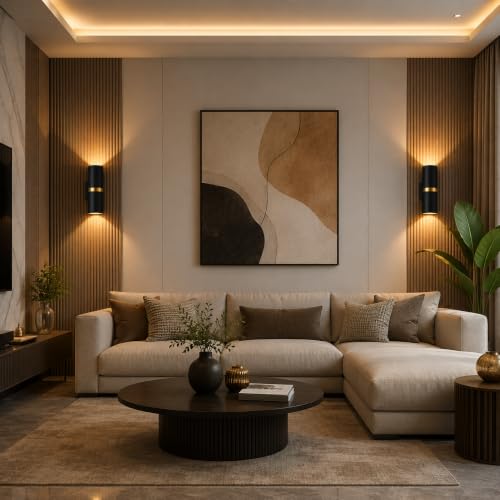 Image of Modern Black Gold LED Wall Light | Up Down Wall Lamp | Wall Sconce (Black)