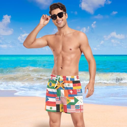 Traje de baño masculino que seca rápido con estampados coloridos de banderas 7