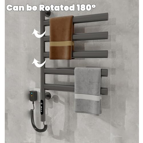 Sèche-serviettes électrique rotatif mural avec minuterie réglable - 5