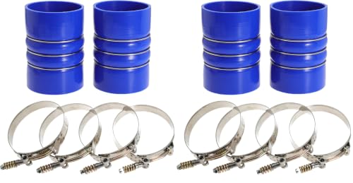 Image of Silicone Charge Air Cooler Hump Hose Boot Set 4 inch X 6 inch 4 inch with T Bolt Clamp Blue (Pack of 2)