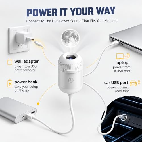 INVICTO Galaxy Moon Star Projector Night Light USB LED 360° Rotation Lamp for Bedroom Kids Room Home Decor - Image 5