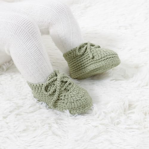 Hadetoto Baby Booties Newborn Cotton Knit Shoes Hand Crochet Soft First Walking Cozy Sneaker for Infant Boys Girls2