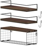 WOCOPIA Bathroom Shelves Over Toilet, Floating Shelves Wall Mounted with Toilet Paper Basket & S ...