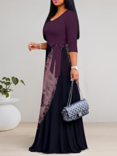 Image of Women's 3 /4 Sleeve Maxi Dress with Pockets