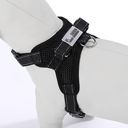 Dog Harness Comfort Soft Breathable Adjustable Mesh Pet Chest Strap Large Dog Harness Vest Collar Hand Strap (M, Black) - Image 3