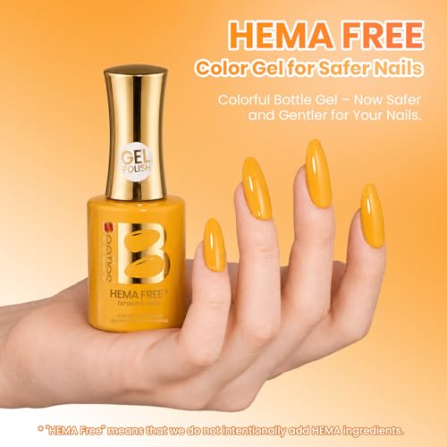 Image of Beetles Orange Gel Polish - Turmeric Latte Full Size 15ML /0.51Fl Oz, Hema Free Pumpkin Orange Gel Nail Polish, Soak Off UV LED Lamp Bright Fall Nails Art, Manicure Salon DIY Nails