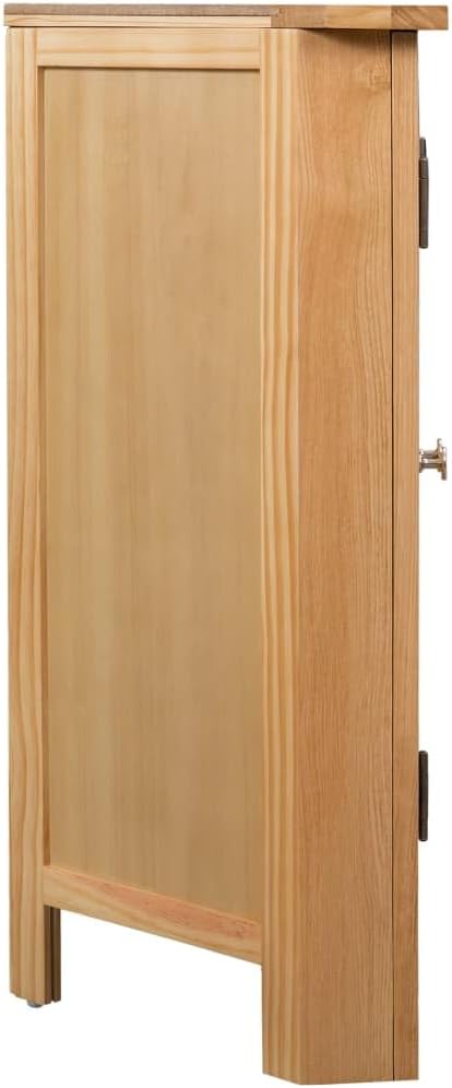 Brown Corner Cabinet for Hallway, Solid Oak Corner Cabinet for Dining Room, with Shelves for Living Room, Rustic Storage Furniture
