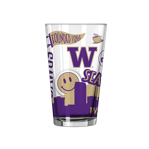 Image of Logo Brands NCAA 16 oz Pint Glass - Durable Glass With Bold Team Color- Chip-Resistant Rim Drinkware For Fans, Tailgates, Home Bars & Everyday Use