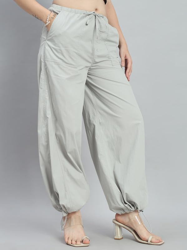 Image of GO COLORS Mostlysane Collection Cotton Parachute Pant for Women | Breathable, Mid Rise, 4 Pockets