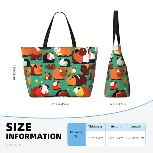 Cute Guinea Pig Large Capacity Foldable Tote Bag Women Beach Tote Bag Handbag Gym Bag Travel Shopping Bag4