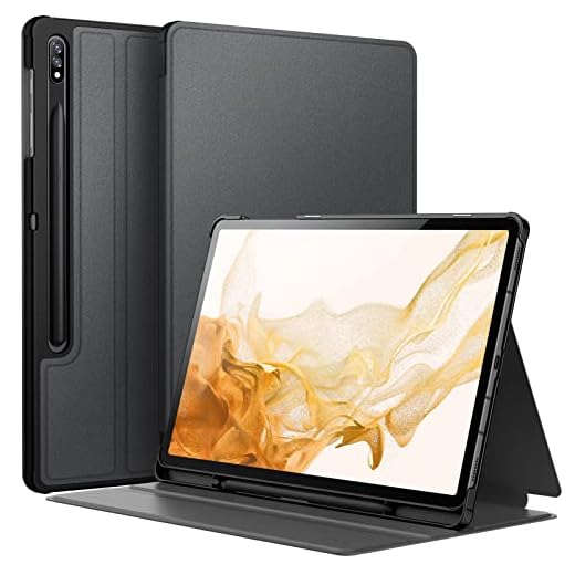 JETech Case for Samsung Galaxy Tab S8 Plus 2022 / S7 FE 2021 / S7 Plus 2020 12.4-Inch with S Pen Holder, Slim Folio Stand Protective Tablet Cover, Multi-Angle Viewing (Black)
