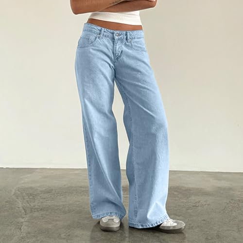 fanmpghleoo Pantalones Vaqueros para Mujer Low Rise Baggy Jeans for Women Trendy Y2k Wide Leg Jeans Lounge Denim Pants2