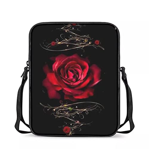 chaqlin Romantic Rose Printed Crossbody Bags Phone Wallet for Womens Girls,Lightweight Cute Mini Messenger Handbags Portable Travel Casual Sport Travel Beach Totebags Purse