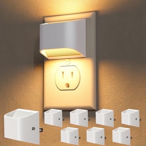 Image of NIORSUN Night Lights Plug Into Wall, 8 Pack, 3000K, Auto On /Off, White | Eye Friendly Warm White, Dusk to Dawn Sensor Night Light, Ultra-Slim Wall Light for Bedroom Hallway Bathroom Stairs
