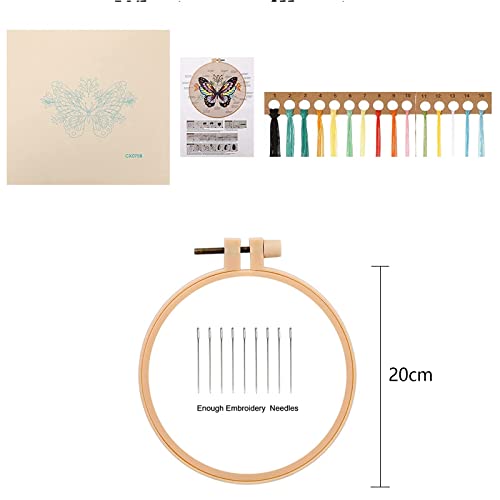 JEOPKO Cross Stitch Embroidery Kits Beginners Adults, Flower Butterfly Stamped Cross Stitch Kits, Full Range of Embroidery Starter Kit, cross stitch kits adults beginners , Tools Sewing Art Craft. - Image 2
