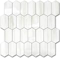 Vamos Tile Long Hexagon Peel and Stick Backsplash Tile - 10 Sheets Stick on Backsplash for Kitchen and Bathroom 12.4 x 12 Inch Glossy Dolomite White PVC Self Adhesive Mosaic Wall Tiles