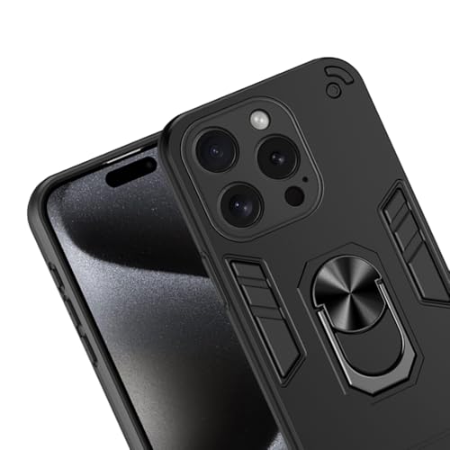 Image of Amazon Basics Kickstand Mobile Cover (360 Rotating Ring Holder) for Apple iPhone 15 Pro (Black)