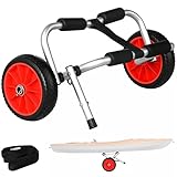 HOMCOM Carrello per Kayak Pieghevole Pneumatici 25cm Adatto a Tutte Le Superfici Max 70kg Alluminio 62x35x30cm
