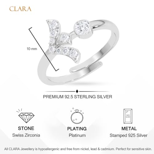 Image of Clara 925 Sterling Silver Minimal Daily Wear Adjustable Ring for Women | Gift for Birthday Anniversary | Rakhi Rakshabandhan Gift for Sister Bhabhi |Platinum Plated | Swiss Zirconia